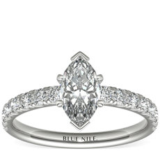 Scalloped Pavé Diamond Engagement Ring in Platinum (0.43 ct. tw.)